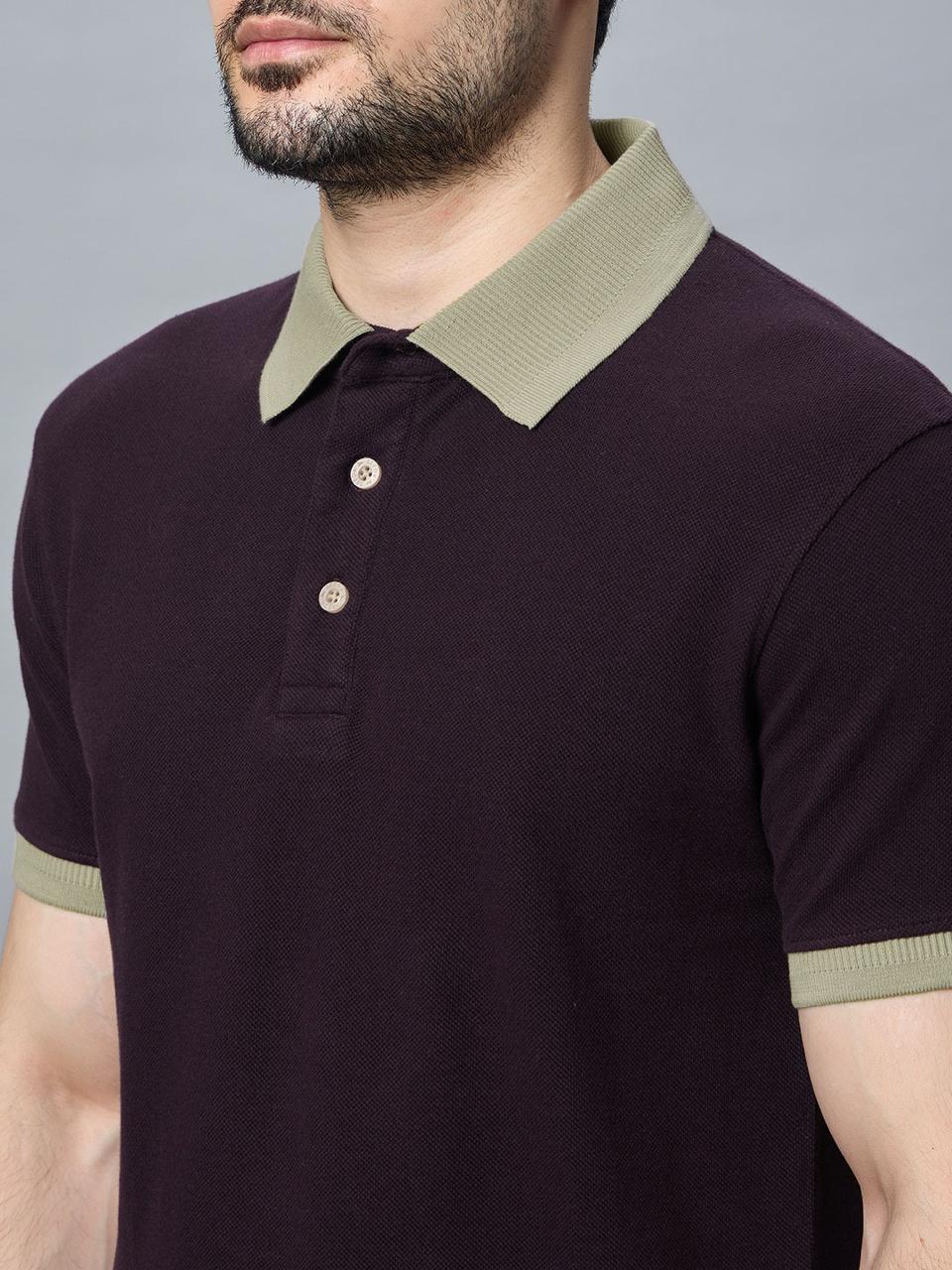 The Jacquard Polo in Deep Maroon with Beige
