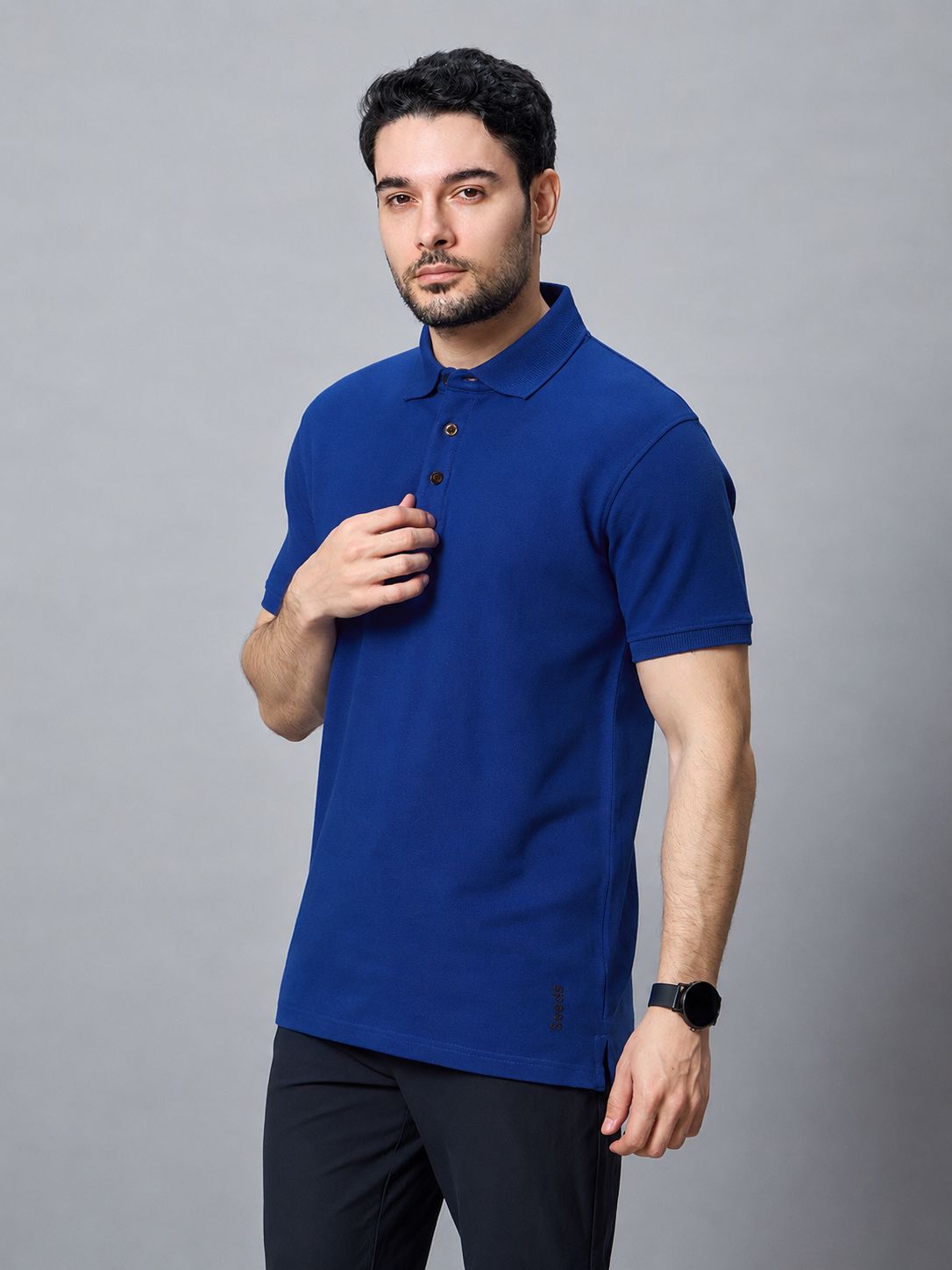 The Jacquard Polo in Royal Blue