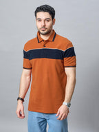 The Jacquard Polo in Rust with Navy
