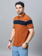 The Jacquard Polo in Rust with Navy