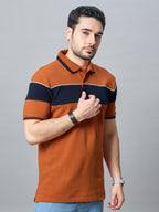 The Jacquard Polo in Rust with Navy