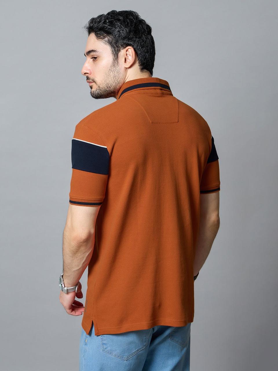 The Jacquard Polo in Rust with Navy