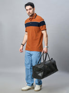 The Jacquard Polo in Rust with Navy