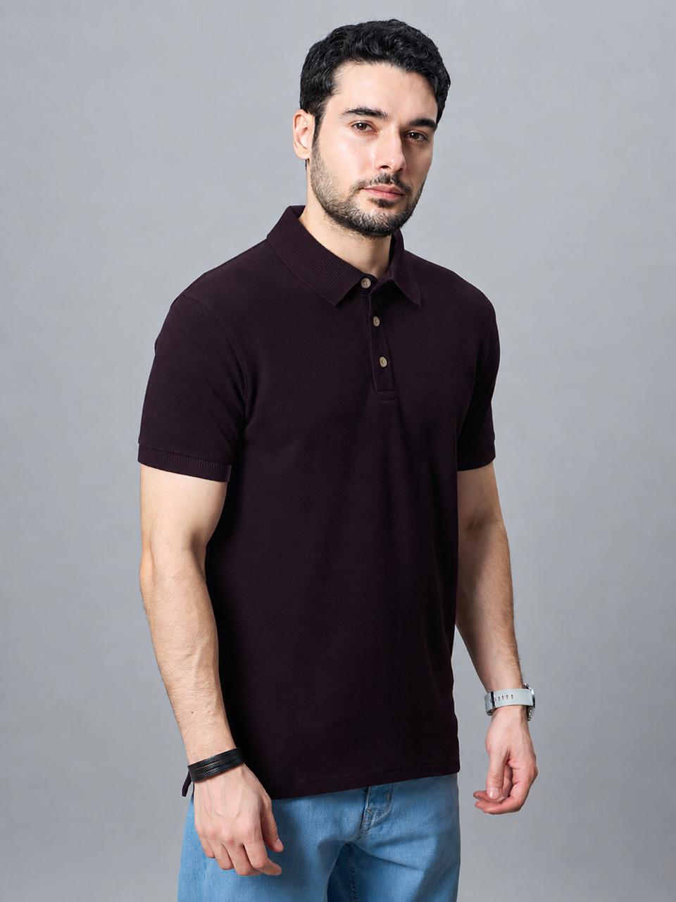 The Jacquard Polo in Deep Maroon