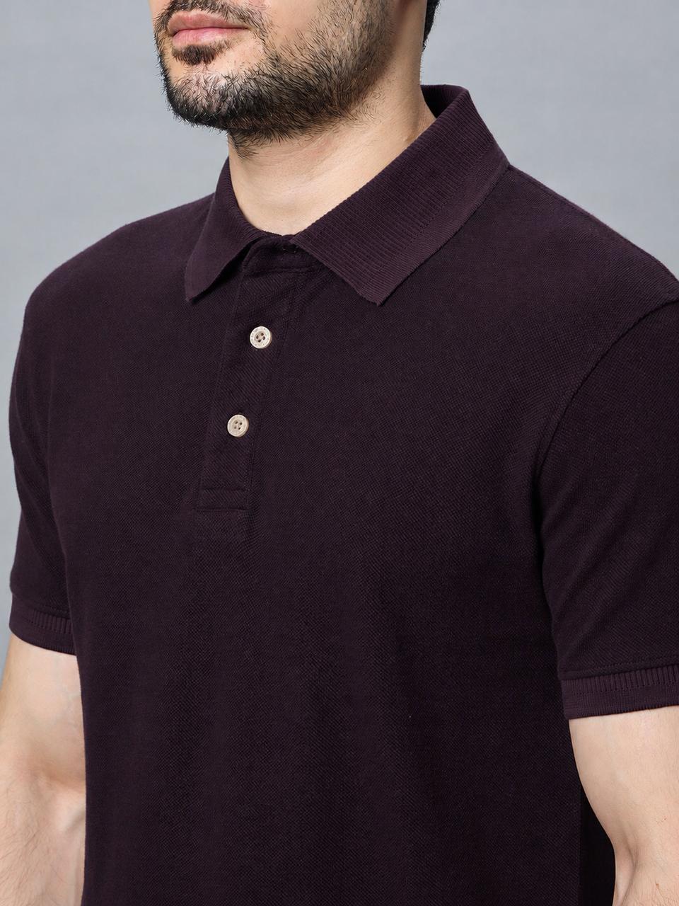 The Jacquard Polo in Deep Maroon