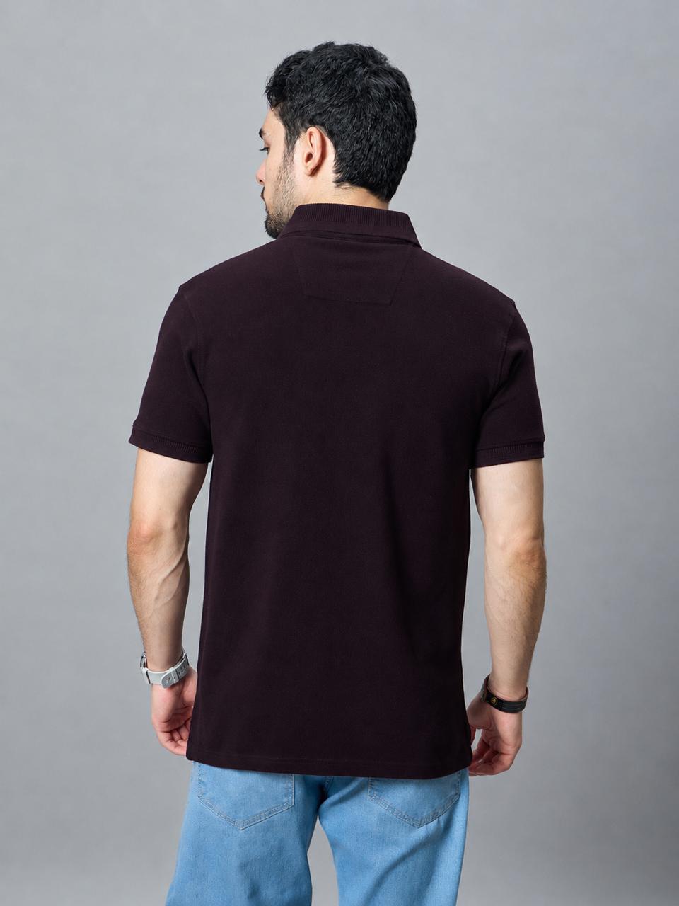 The Jacquard Polo in Deep Maroon