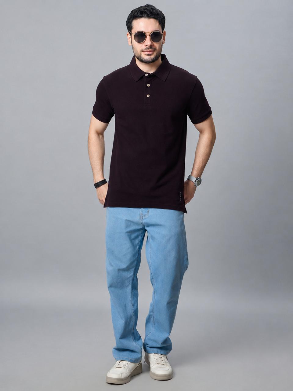 The Jacquard Polo in Deep Maroon