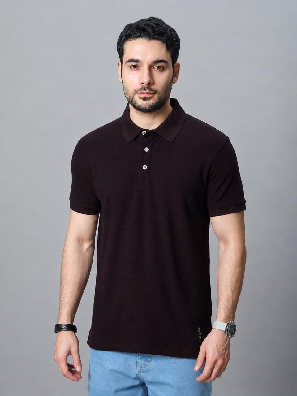 The Jacquard Polo in Deep Maroon