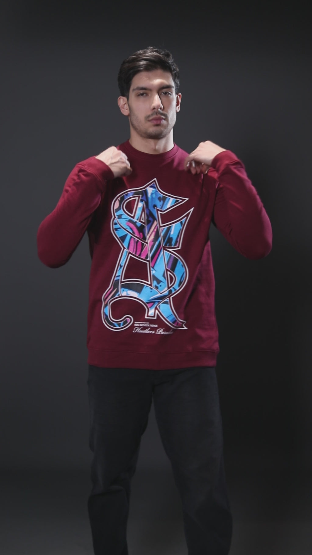 Sweatshirt Premium Casual Essential In Burgundy - S6