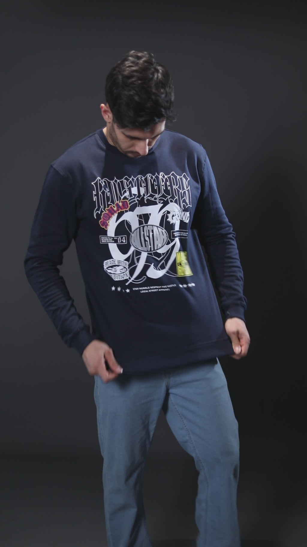 Sweatshirt Premium Casual Essential In Navy Blue - HUSTLE