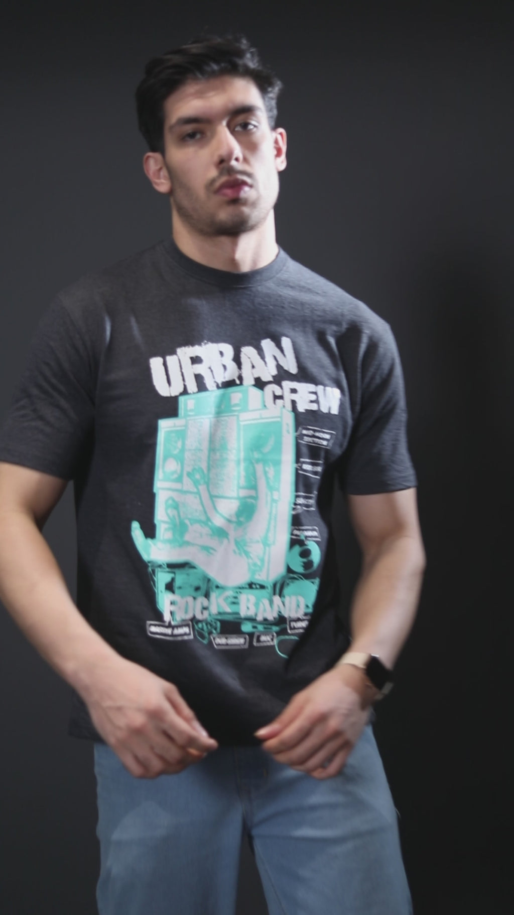 Round Neck Bold Streetwear Essential In Charcoal Gray - URBAN CREW