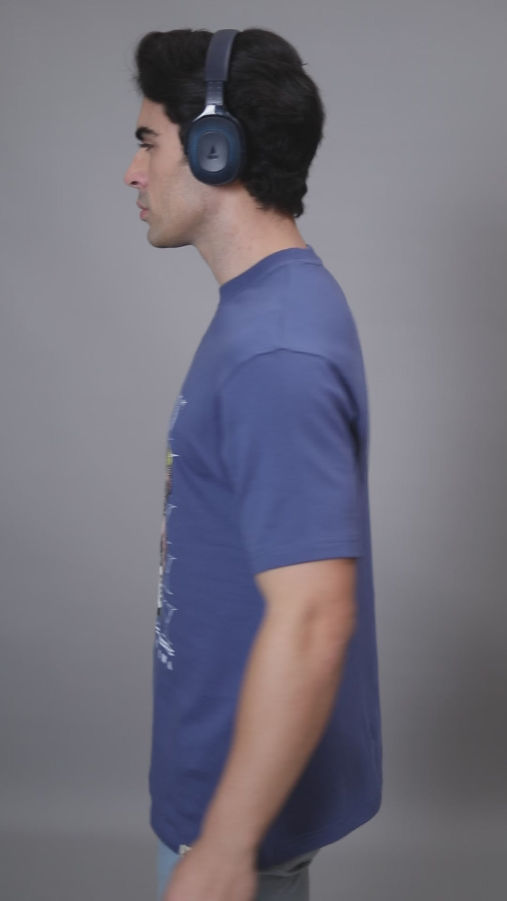 Round Neck Bold Streetwear Essential In Denim Blue - MONEY ON MY MIND