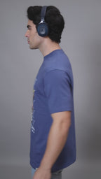 Round Neck Bold Streetwear Essential In Denim Blue - MONEY ON MY MIND